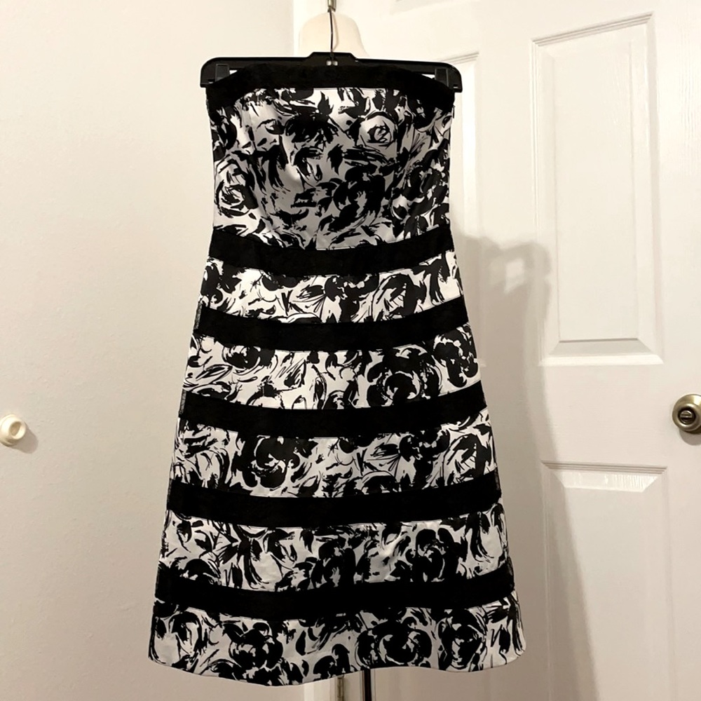 WHBM strapless black and white dress